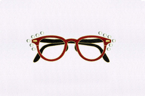 Red Black Eyeglasses Embroidery Design Review