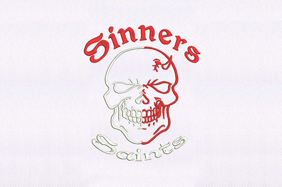 Sinners Saints Skull Embroidery Design